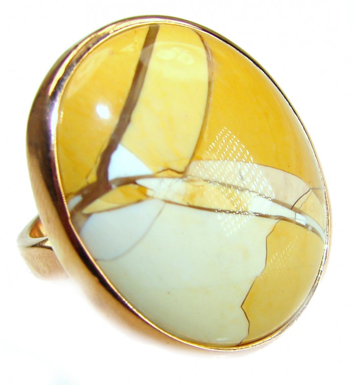 Flawless Australian Mookaite 14K Gold over .925 Sterling Silver Ring size 7 1/2 - Close-up of Australian Mookaite ring in 14K gold over .925 sterling silver.