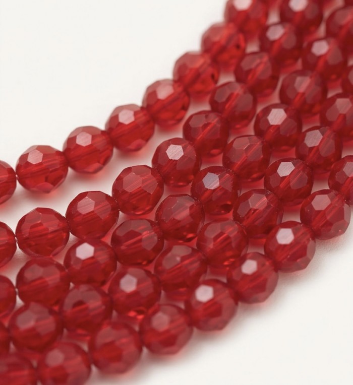 Talisman to banish fear and inspire action - Natural Carnelian Agate .925 Sterling Silver Necklace - Close-up of faceted red crystal beads.