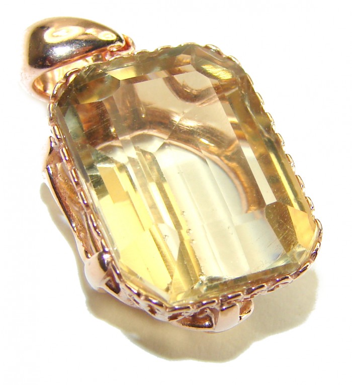 11.3 carat Lemon Quartz 14K Gold over .925 Sterling Silver handcrafted pendant - photo 3