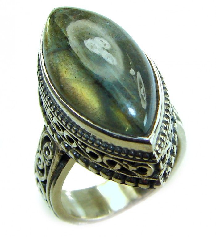 Magic Night Natural Labradorite .925 Sterling Silver handcrafted ring size 6 - photo 2