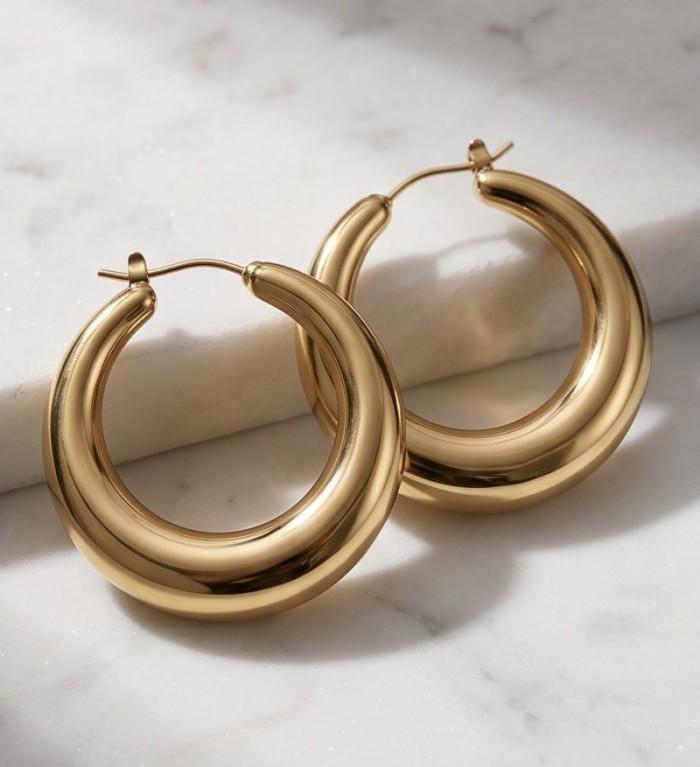 Classy Gold handmade Hoop Earrings - photo 4