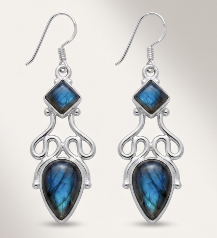 Silky Labradorite Silver earrings - photo 3
