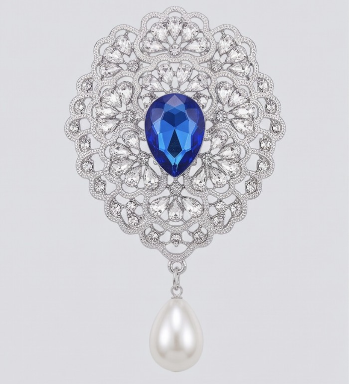 Oceania pear 26.8 carat Topaz Silver Handcrafted Brooch - photo 4