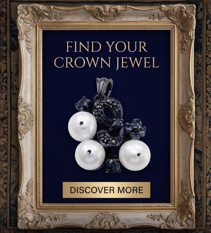 Tiffany - 7.8 carat Pearl Tanzanite Black RHODIUM over .925 Sterling Silver Handcrafted pendant - Intricate pearl and tanzanite pendant with ornate frame backdrop