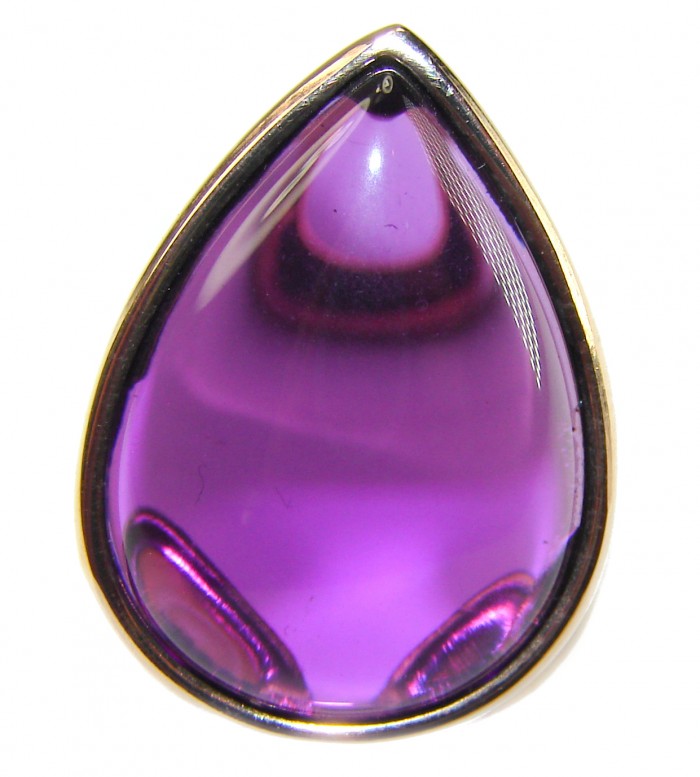 Purple Tear 22.2 carat Amethyst 14K Gold over .925 Sterling Silver Handcrafted Large Ring size 6 3/4 - photo 2