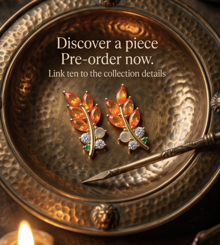 Valentina 3.9 carat Natural Orange Opal 22kGold over .925 Sterling Silver dipped in 22K Gold handcrafted earrings - Close-up of Valentina 3.9 carat orange opal earrings on rustic dish.