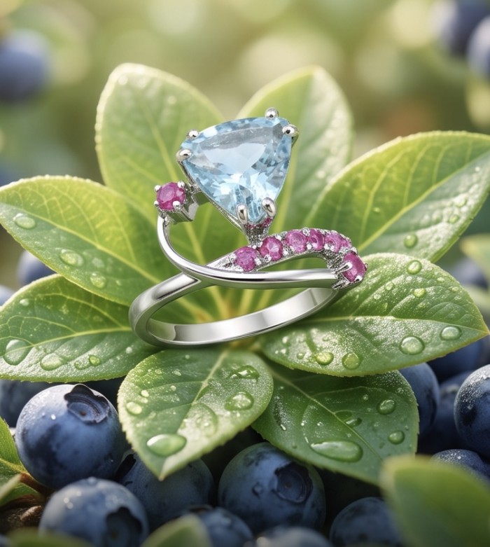 Natural 3.9 carat Green Amethys .925 Sterling Silver handmade Statement Ring size 7 - Close-up of sterling silver ring with gems on a leaf background.