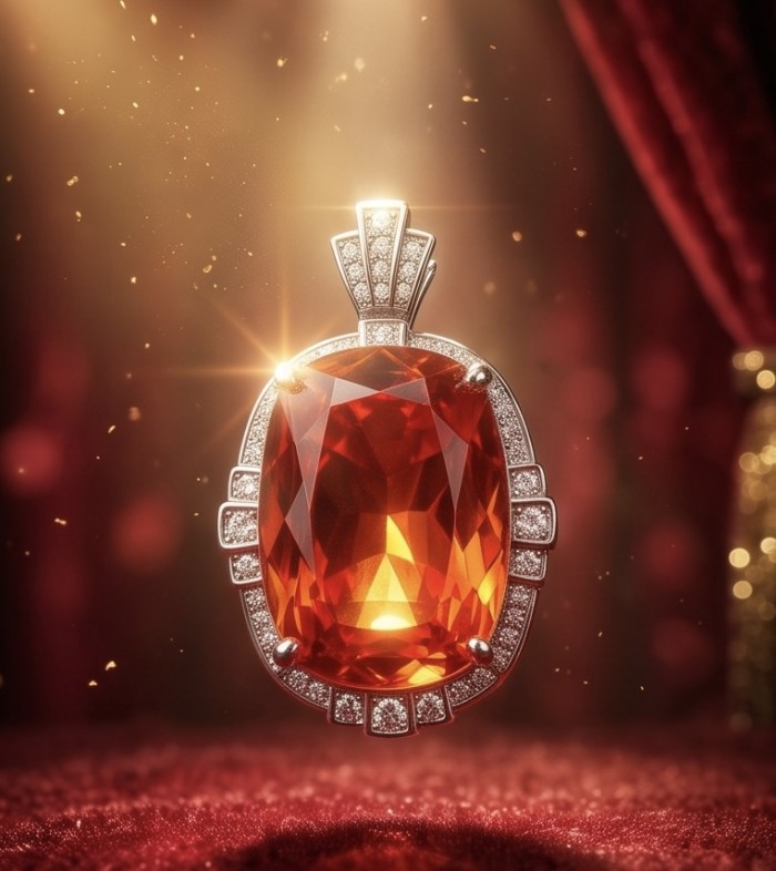 Vivid Energy 36.4 ctw Red Topaz .925 Sterling Silver handcrafted Statement Pendant - photo 5