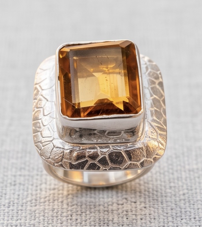 11.8 grams carat Genuine Smoky Topaz Silver Handcrafted Ring size 8 - photo 4