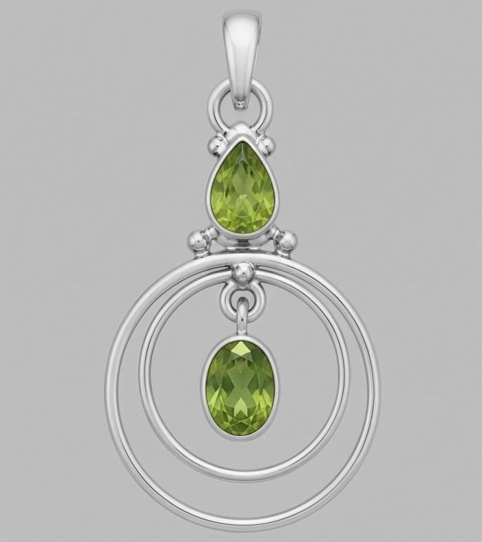 Alessia authentic 2.9 carat Brazilian Peridot Silver handmade Statement pendant - photo 4