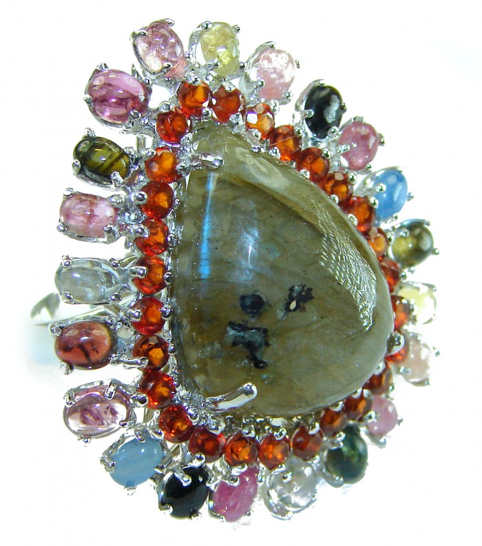 Brazilian Green Tourmaline .925 Sterling Silver Perfectly handcrafted Ring s. 7 1/2 - photo 2