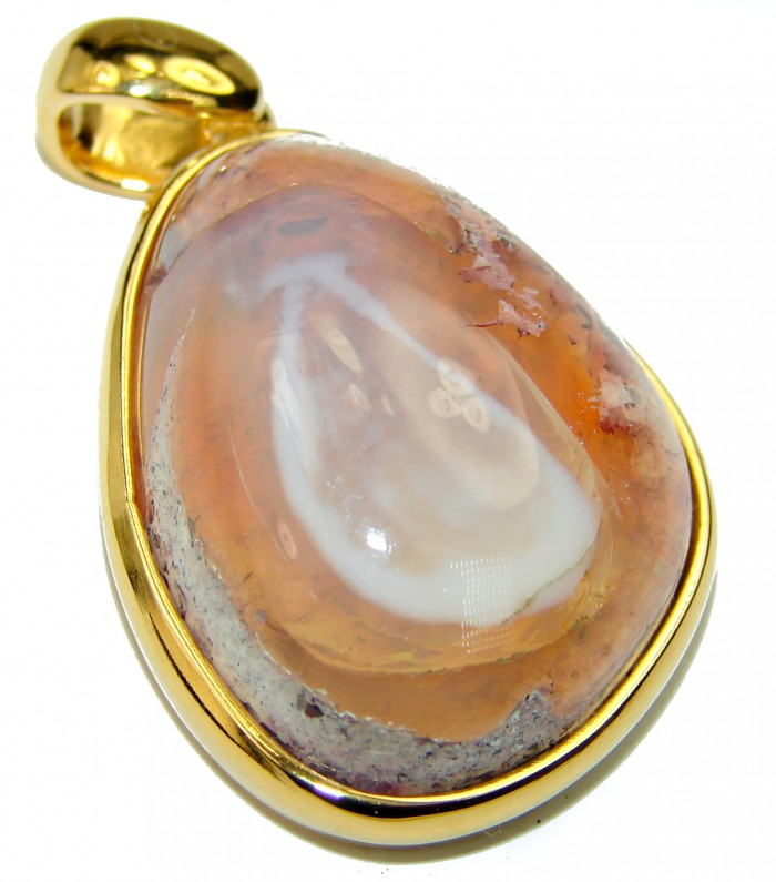 Magical Passage Natural Mexican Fire Opal 14K Gold over .925 Sterling Silver handmade Pendant - photo 2