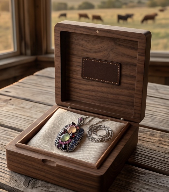 Stella 17.5 carat Brazilian Watermalon Tourmaline black rhodium over .925 Sterling Silver handmade Pendant - Wooden box with Stella necklace, gemstone detail shown