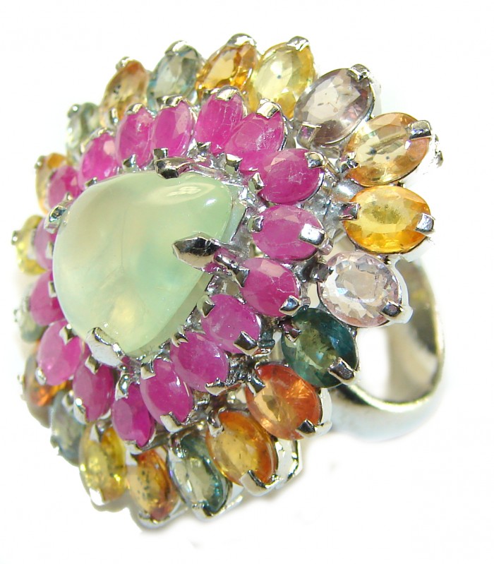 Nature's Harmony Natural Prehnite .925 Sterling Silver handmade ring s. 7 1/4 - photo 2