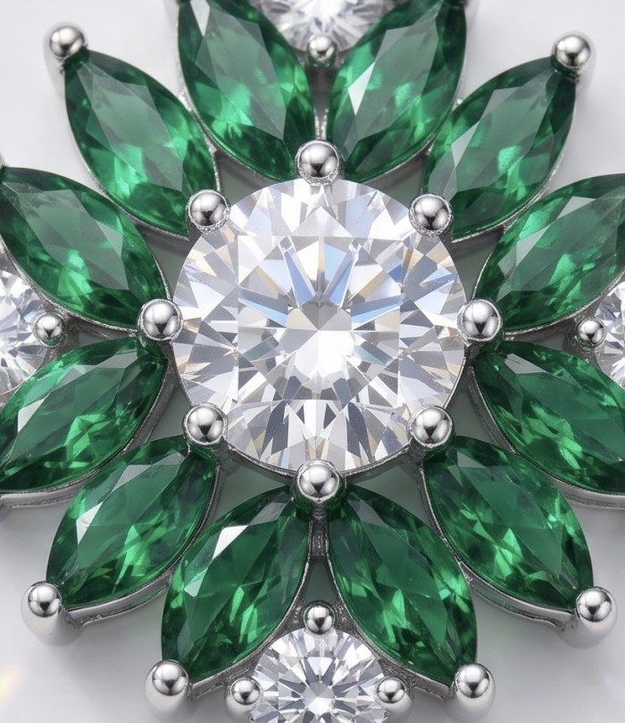 Giovanna - Authentic 10.9 carat COLOMBIAN EMERALD .925 Sterling Silver handcrafted bracelet - Stone close-up of Giovanna Colombian Emerald jewelry.