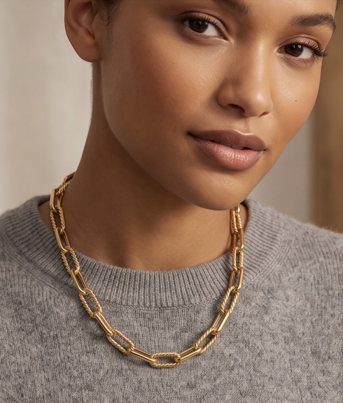 Paperclip Chain Necklace golden handmade necklace - photo 1