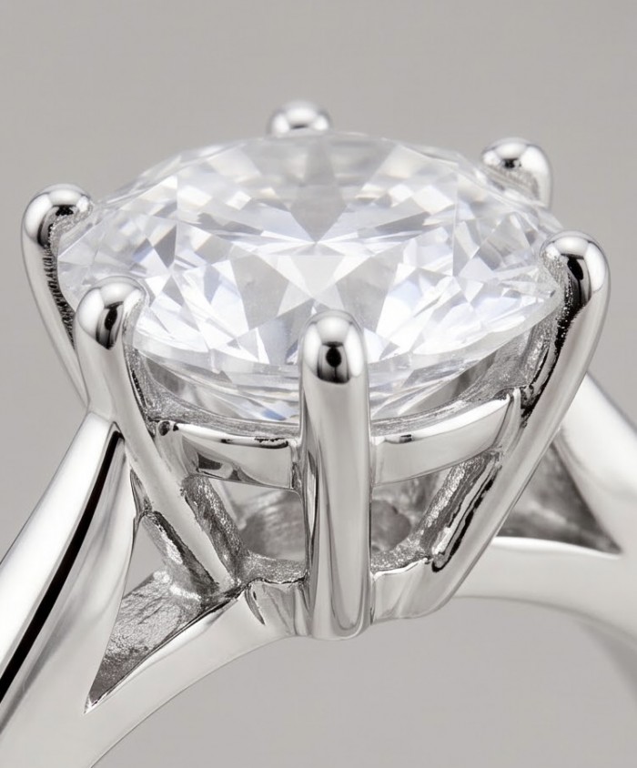 Perfection 1.8 carat White Topaz rhodium over .925 Silver handcrafted Cocktail Ring s. 7 1/4 - Close-up of white topaz stone in rhodium over .925 silver setting.
