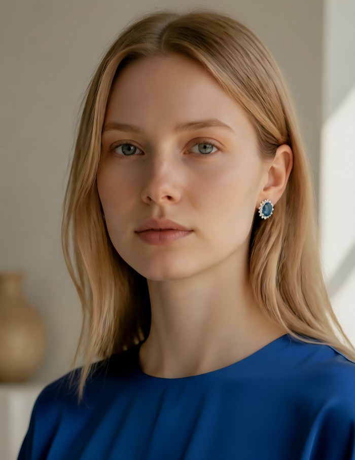 Atlantica 8.7 carat Swiss Blue Topaz .925 Sterling Silver Handcrafted earrings - photo 1